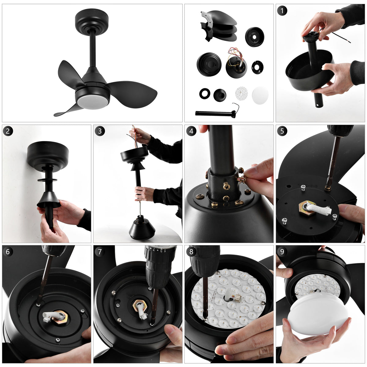 Albini 22" Contemporary Minimalist 6-Speed Metal Mobile-App/Remote-Controlled Dimmable Smart Integrated LED Ceiling Fan