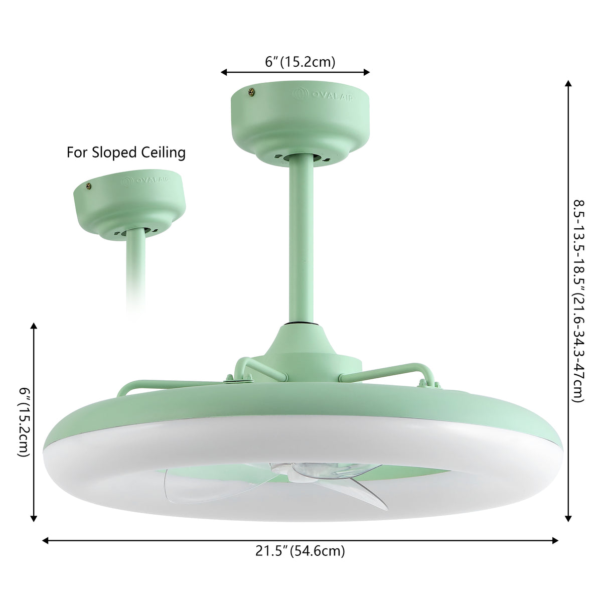 Bhavu 21.5" Contemporary Minimalist 3-Speed Metal Mobile-App/Remote-Controlled Dimmable Smart Integrated LED Ceiling Fan