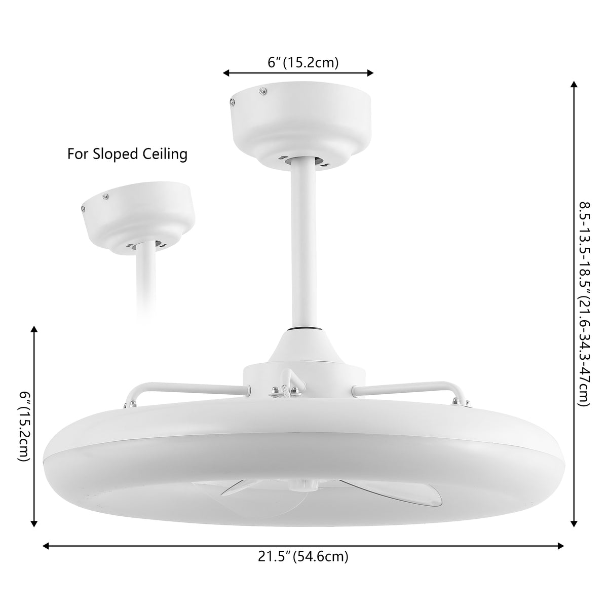 Bhavu 21.5" Contemporary Minimalist 3-Speed Metal Mobile-App/Remote-Controlled Dimmable Smart Integrated LED Ceiling Fan