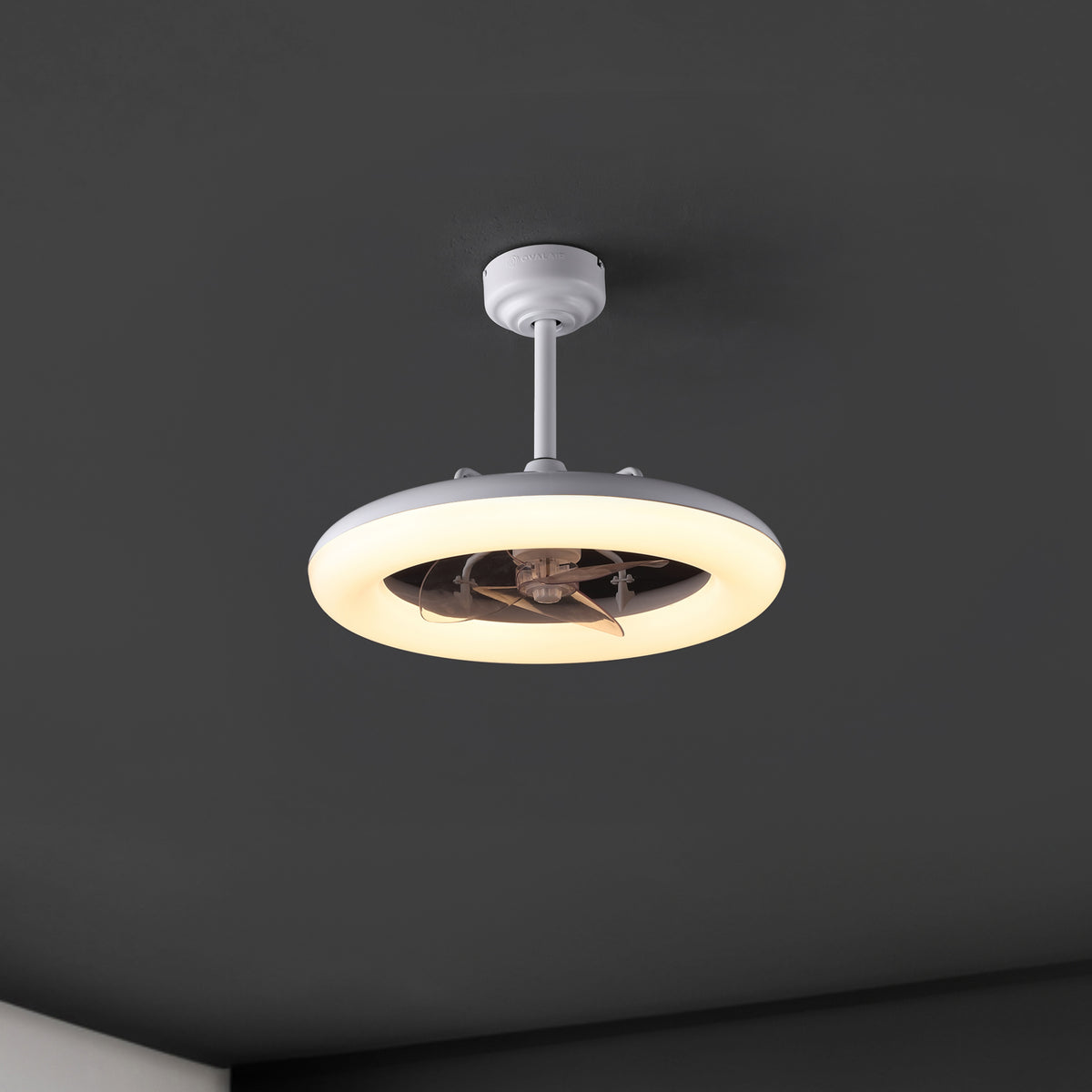 Bhavu 21.5" Contemporary Minimalist 3-Speed Metal Mobile-App/Remote-Controlled Dimmable Smart Integrated LED Ceiling Fan