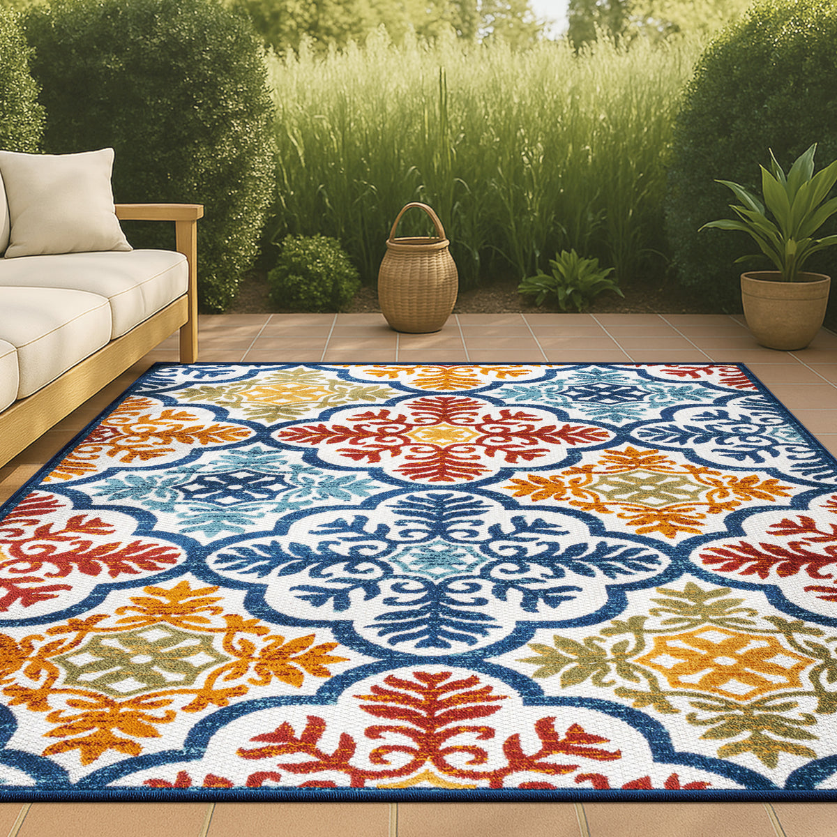 Hamilton Cassis Ornate Ogee Trellis Indoor/Outdoor Area Rug