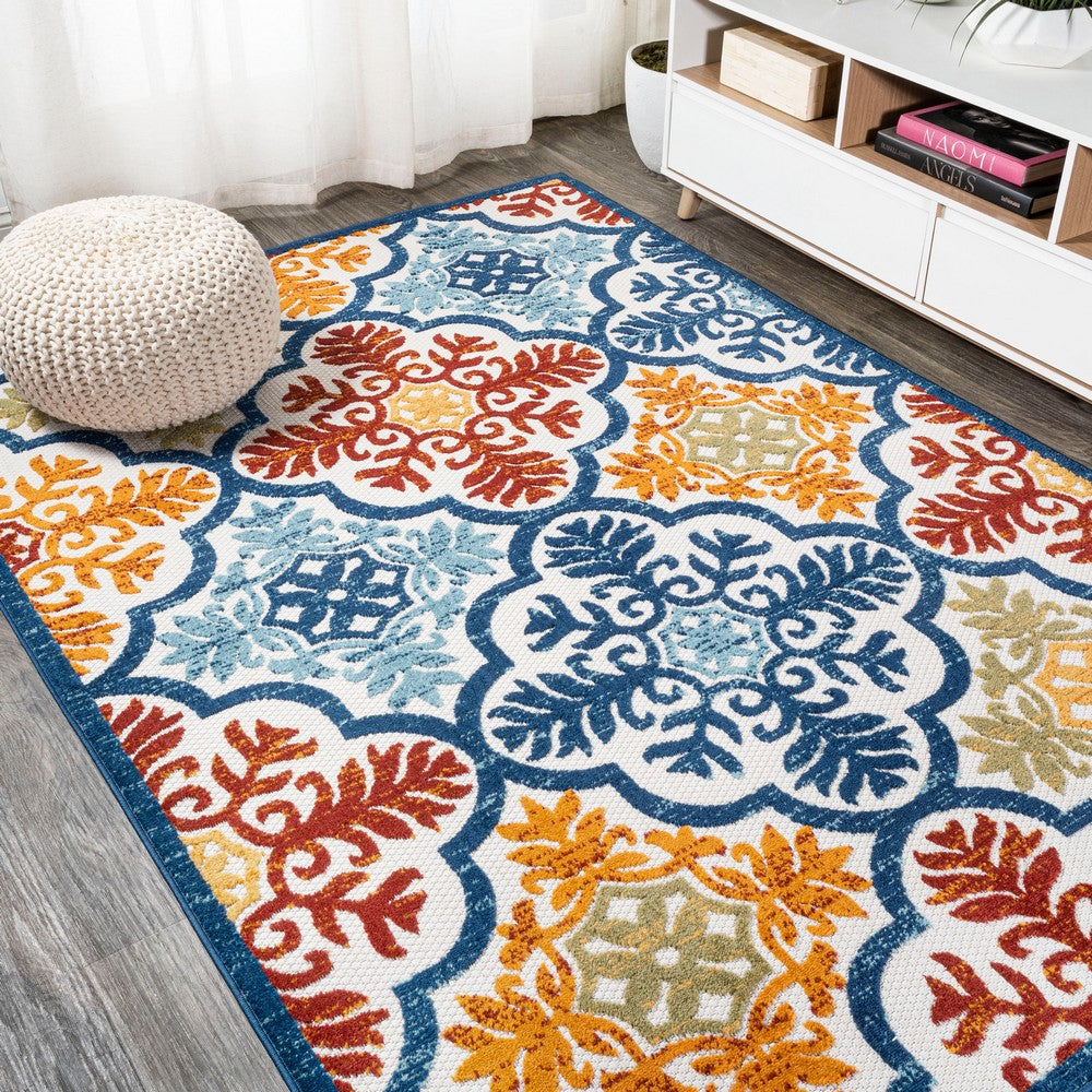 Hamilton Cassis Ornate Ogee Trellis Indoor/Outdoor Area Rug