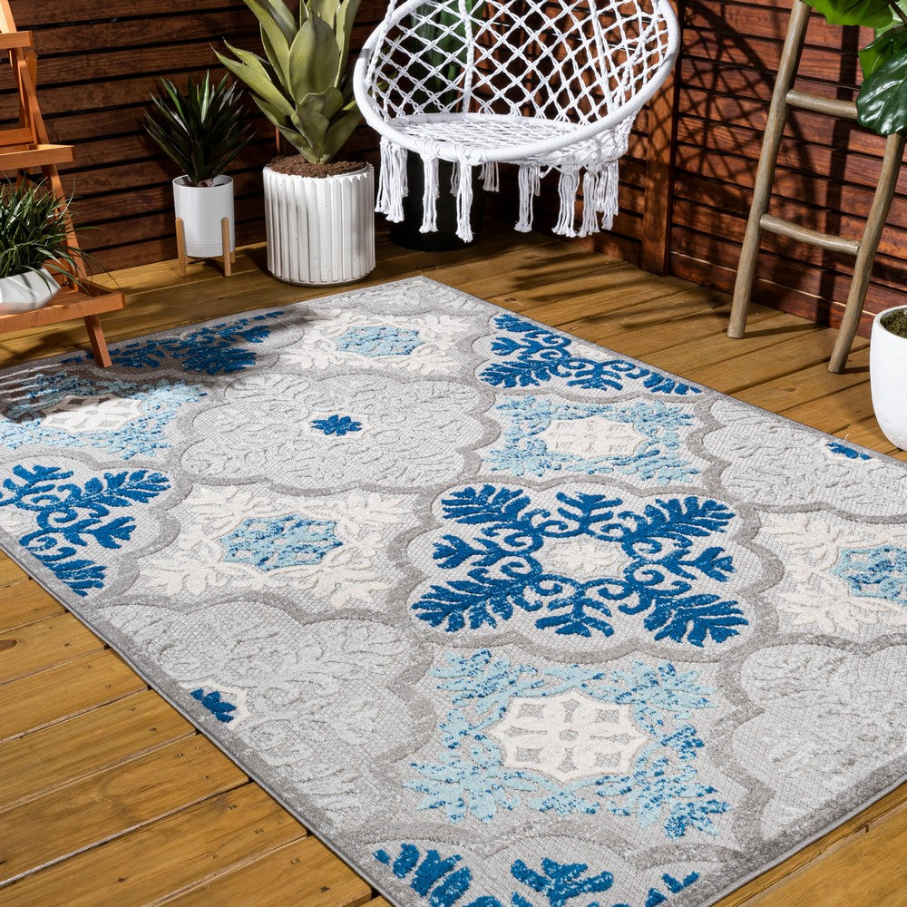 Hamilton Cassis Ornate Ogee Trellis Indoor/Outdoor Area Rug