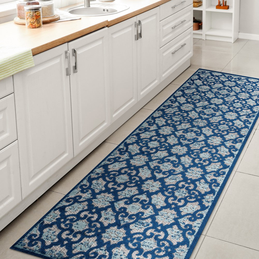 Lower Gallia Tile Trellis High-Low Indoor/Outdoor Area Rug
