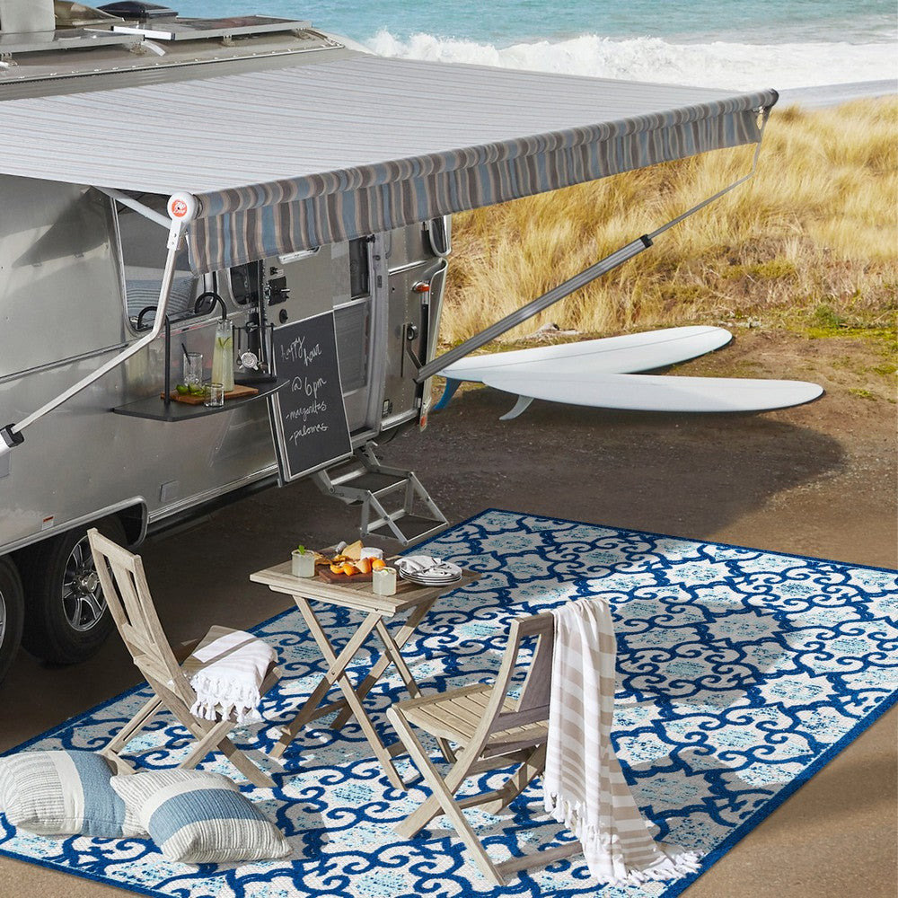 Lower Gallia Tile Trellis High-Low Indoor/Outdoor Area Rug