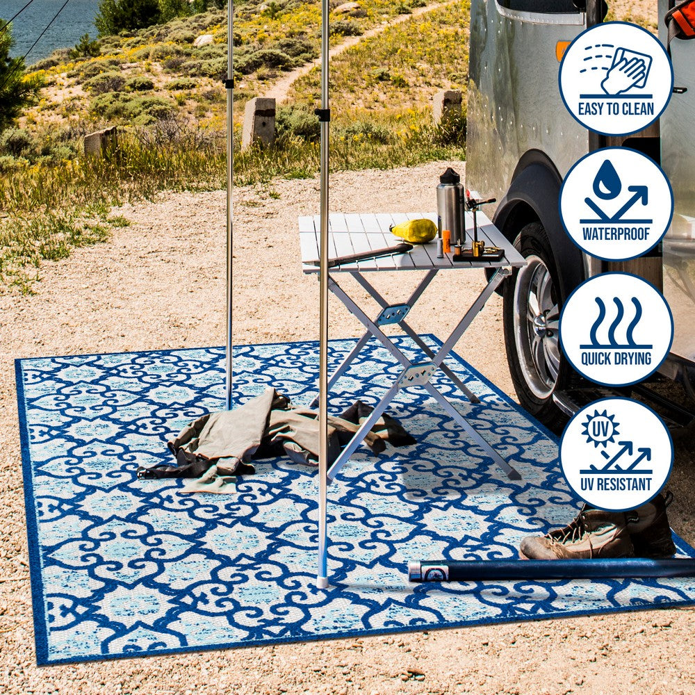 Lower Gallia Tile Trellis High-Low Indoor/Outdoor Area Rug
