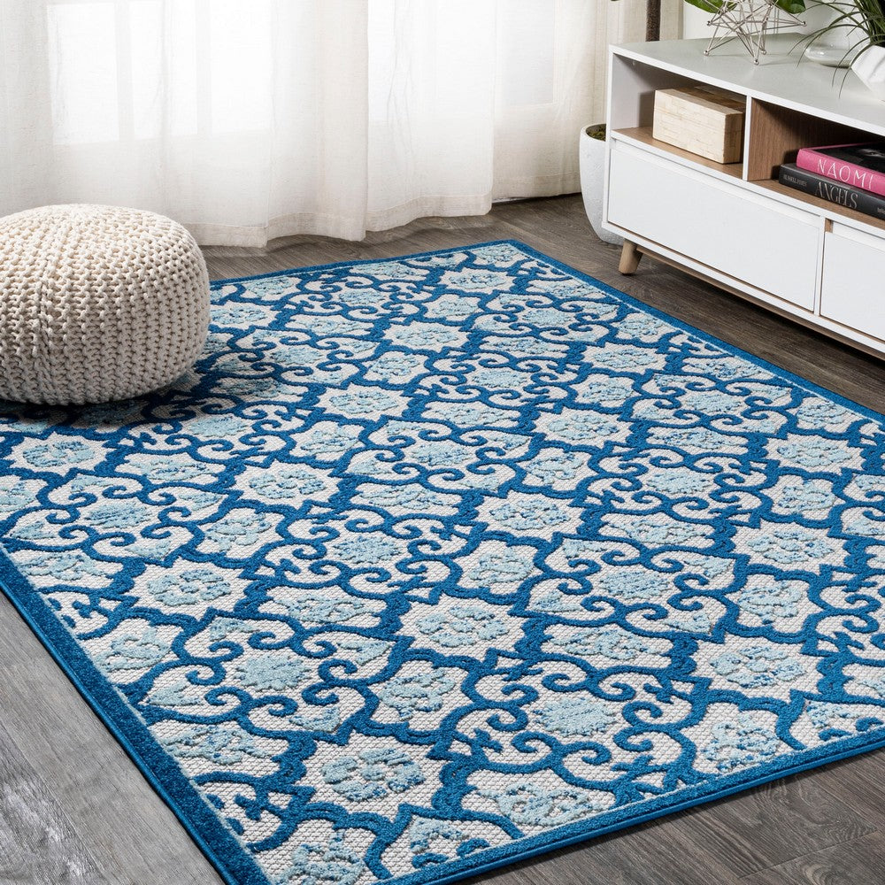 Lower Gallia Tile Trellis High-Low Indoor/Outdoor Area Rug