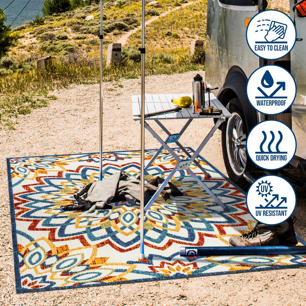 Cas abstract Bold Mandala High-low Indoor/outdoor Area Rug