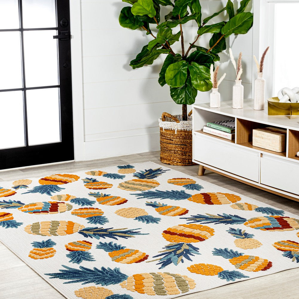 Massey bold Pineapple High-low Indoor/outdoor Area Rug