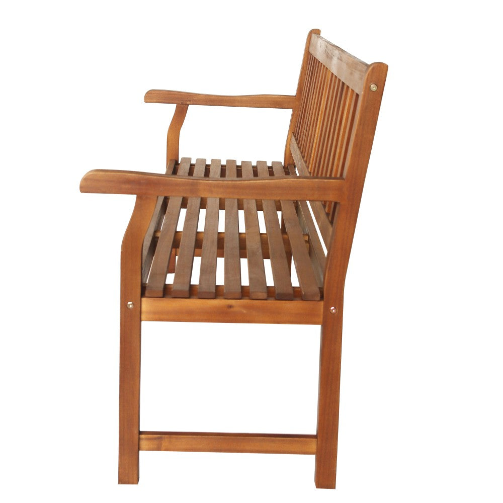 Mischa Slat-Back 600-Lbs Support Acacia Wood Outdoor Garden Patio Bench