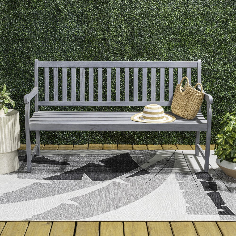 Mischa Slat-Back 600-Lbs Support Acacia Wood Outdoor Garden Patio Bench