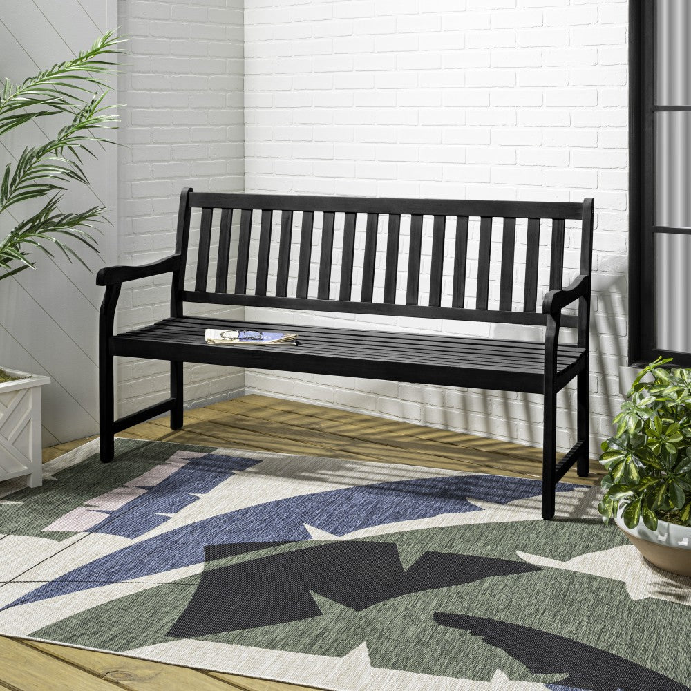 Mischa Slat-Back 600-Lbs Support Acacia Wood Outdoor Garden Patio Bench