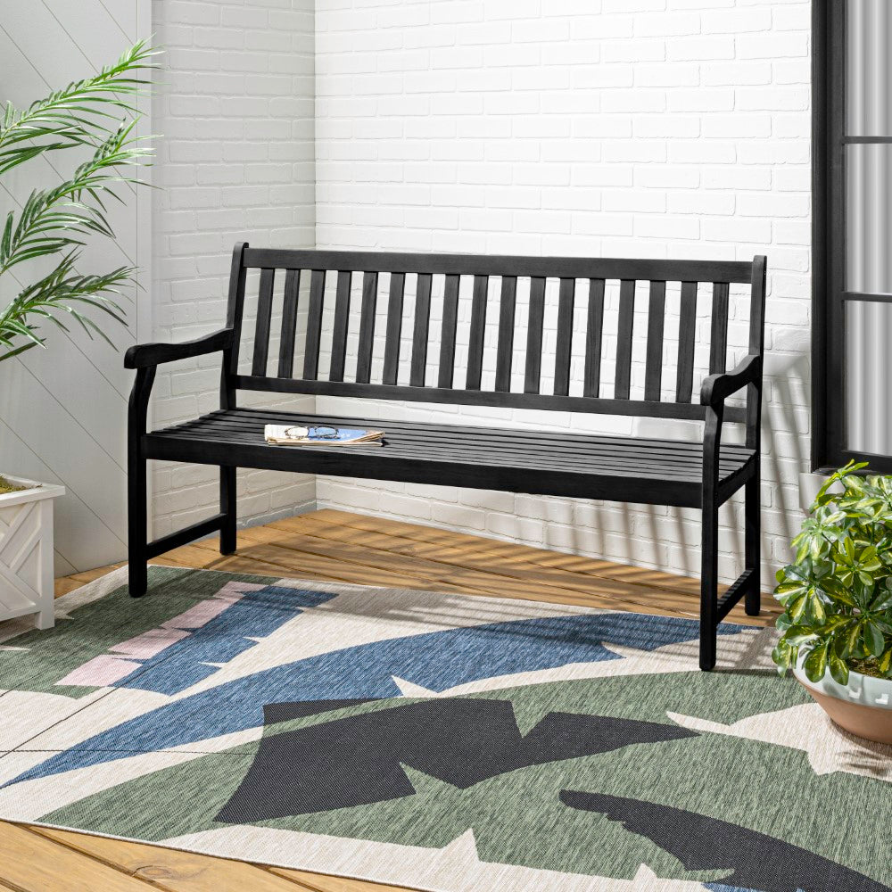 Mischa Slat-Back 600-Lbs Support Acacia Wood Outdoor Garden Patio Bench