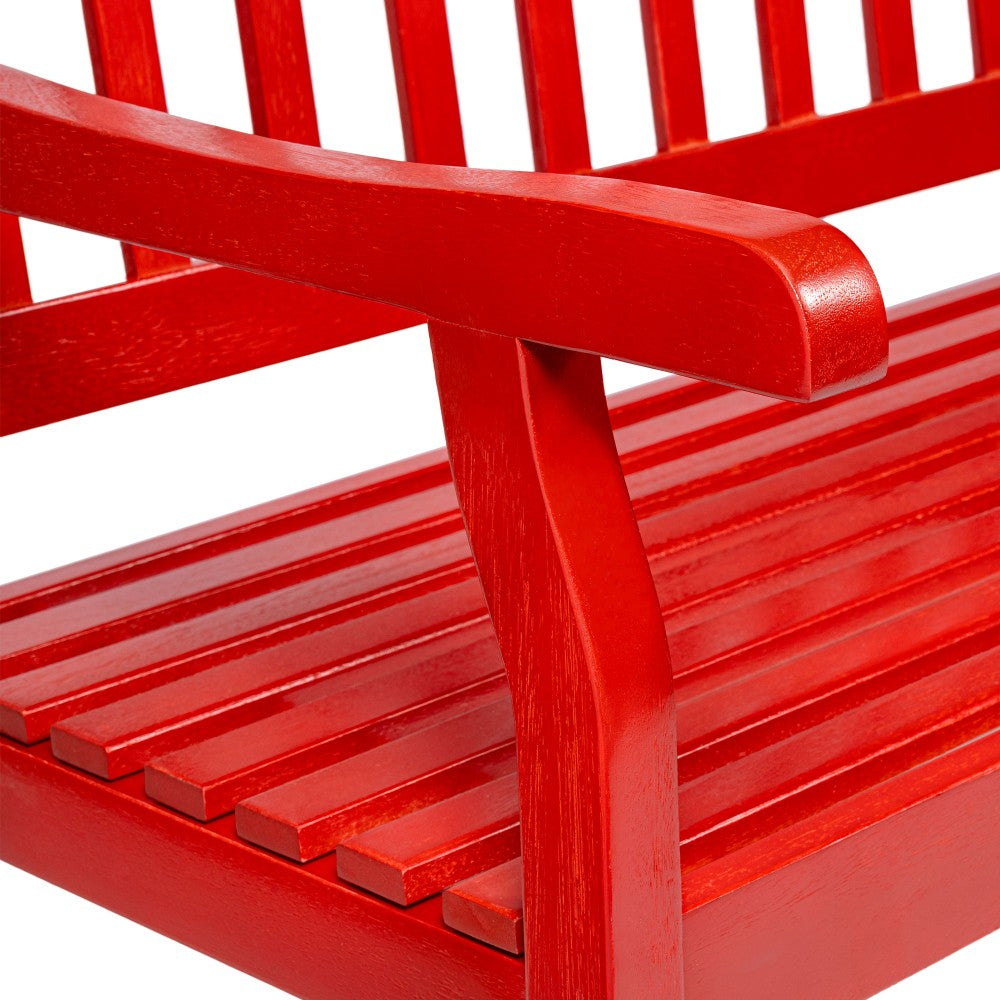 Mischa Slat-Back 600-Lbs Support Acacia Wood Outdoor Garden Patio Bench