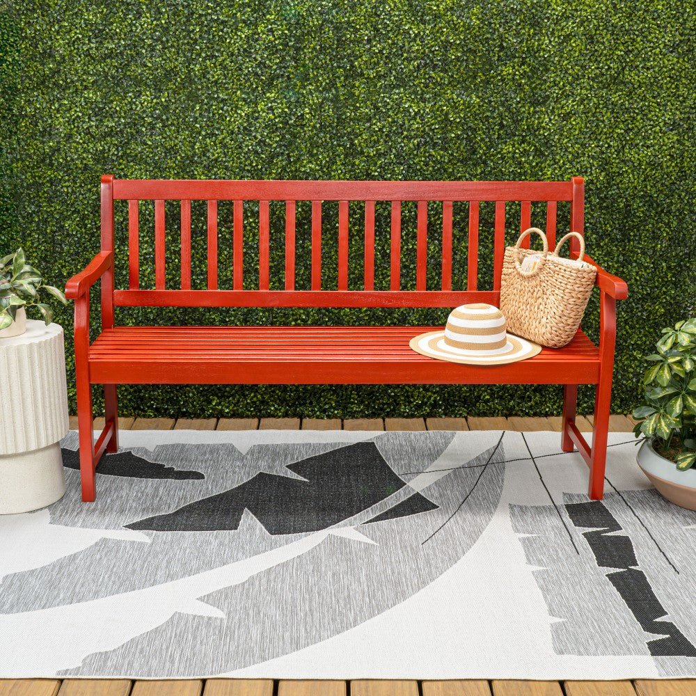 Mischa Slat-Back 600-Lbs Support Acacia Wood Outdoor Garden Patio Bench