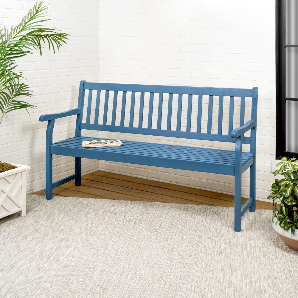 Mischa Slat-Back 600-Lbs Support Acacia Wood Outdoor Garden Patio Bench