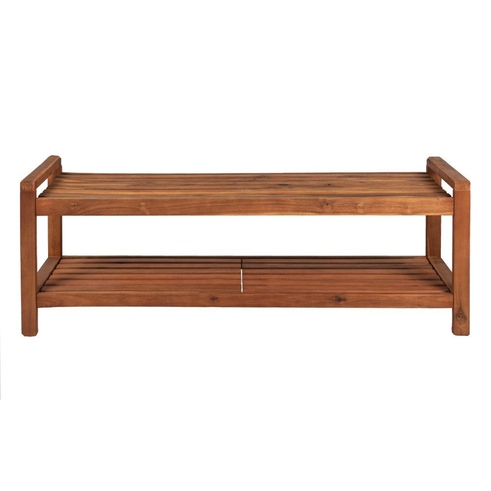 Walker 50.8" 3-Seat Mid-Century Modern 600-Lbs Support Acacia Wood Slat Outdoor Shoe Rack
