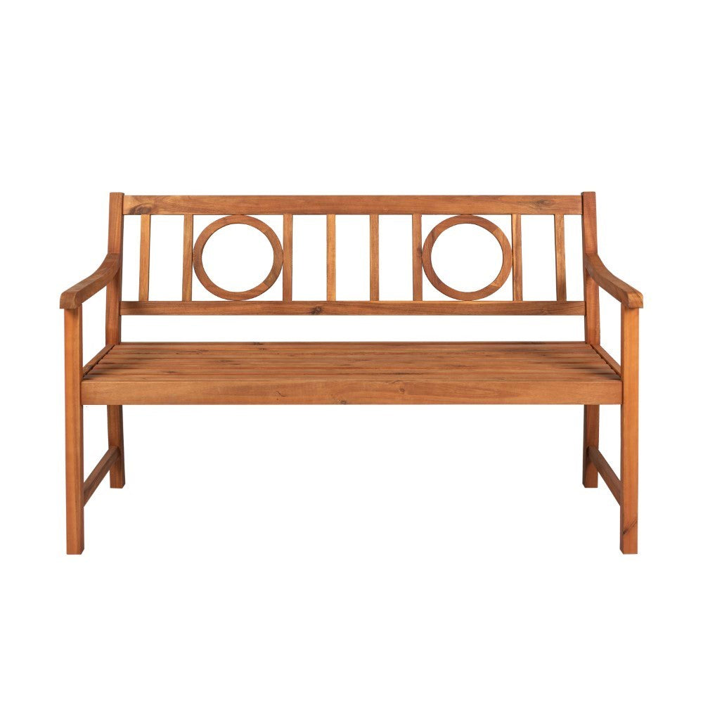 Gia Circle-Back 600-Lbs Support Acacia Wood Outdoor Garden Patio Bench