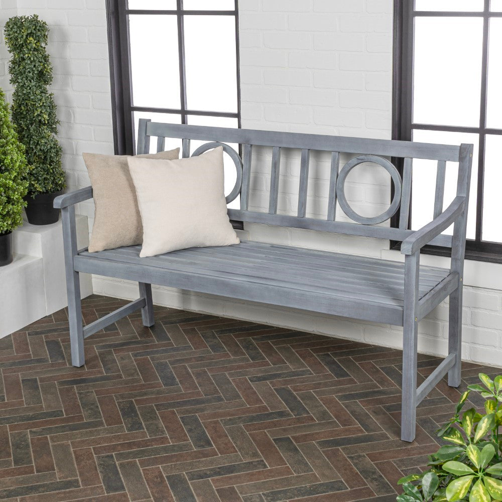 Gia Circle-Back 600-Lbs Support Acacia Wood Outdoor Garden Patio Bench