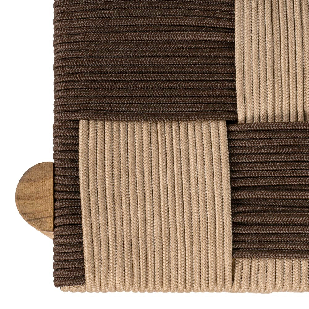Lunapine 48" 2-Seat Backless 700-Lbs Support Acacia Wood Outdoor Bench With Checkerboard Woven Rope Seat