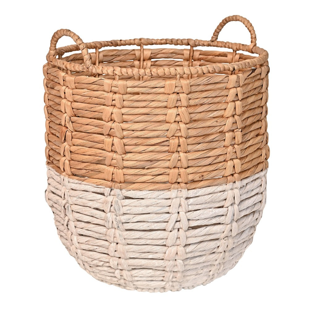 Laurel Bohemian Handwoven Abaca Hamper Basket with Handles