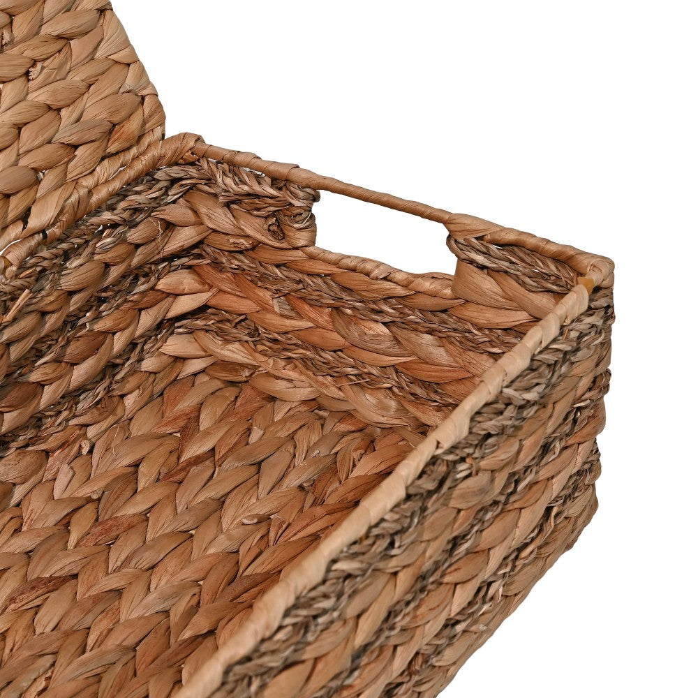 Cedar Classic Farmhouse Handwoven Hyacinth Storage Baskets with Handles and Lids