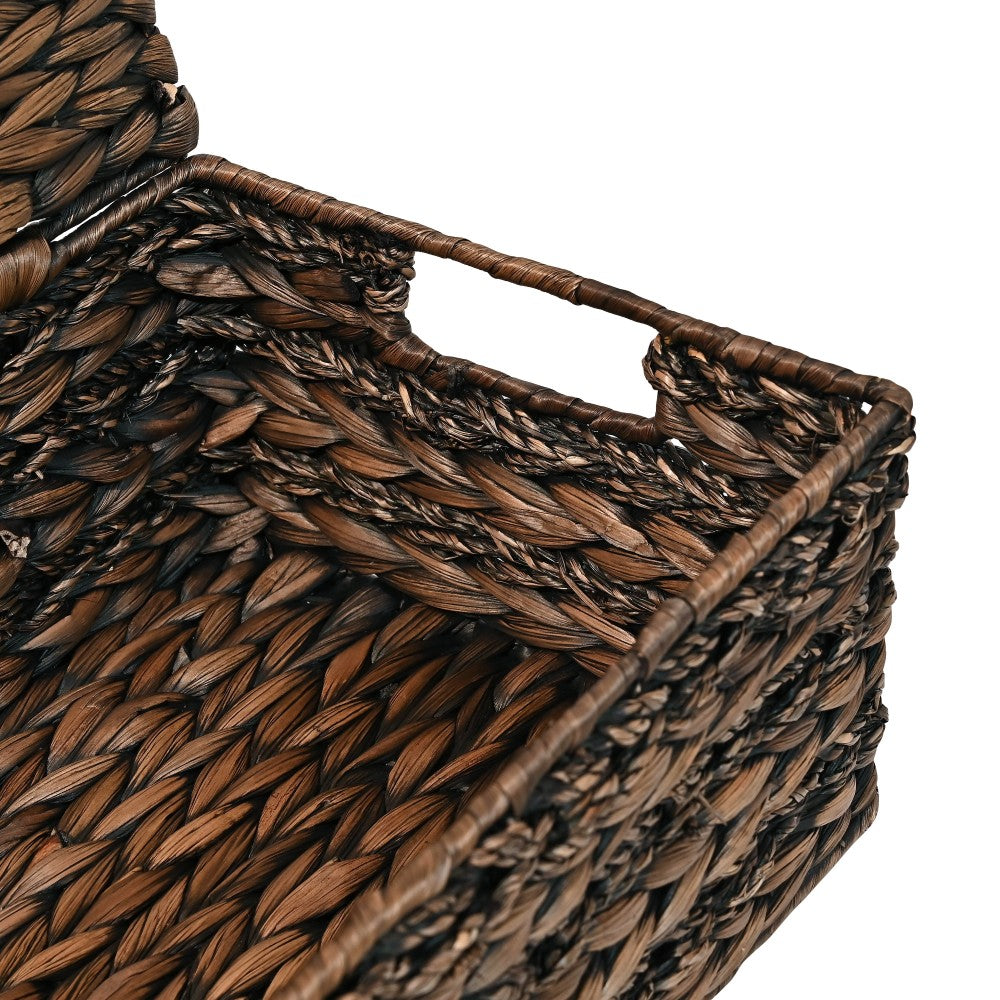 Cedar Classic Farmhouse Handwoven Hyacinth Storage Baskets with Handles and Lids