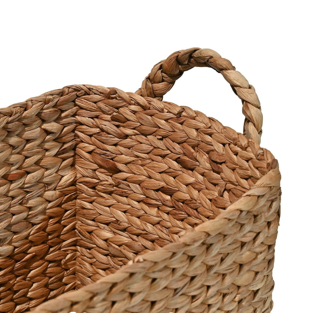 Granite Farmhouse Classic Handwoven Hyacinth Rectangle Storage Floor Baskets with Handles