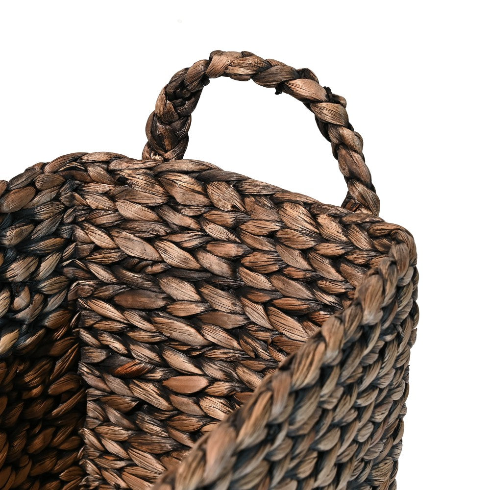 Granite Farmhouse Classic Handwoven Hyacinth Rectangle Storage Floor Baskets with Handles