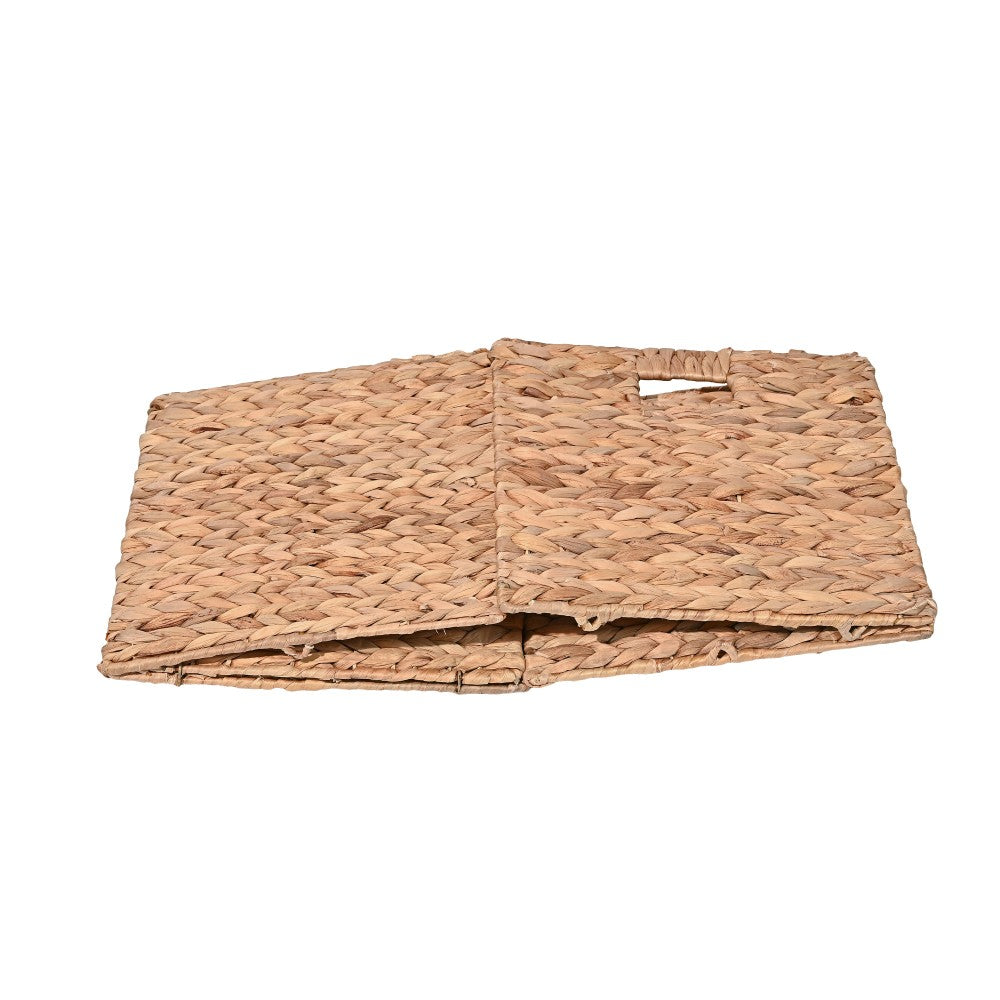Fern Classic Farmhouse Handwoven Hyacinth Collapsible Storage Cube Baskets with Handles