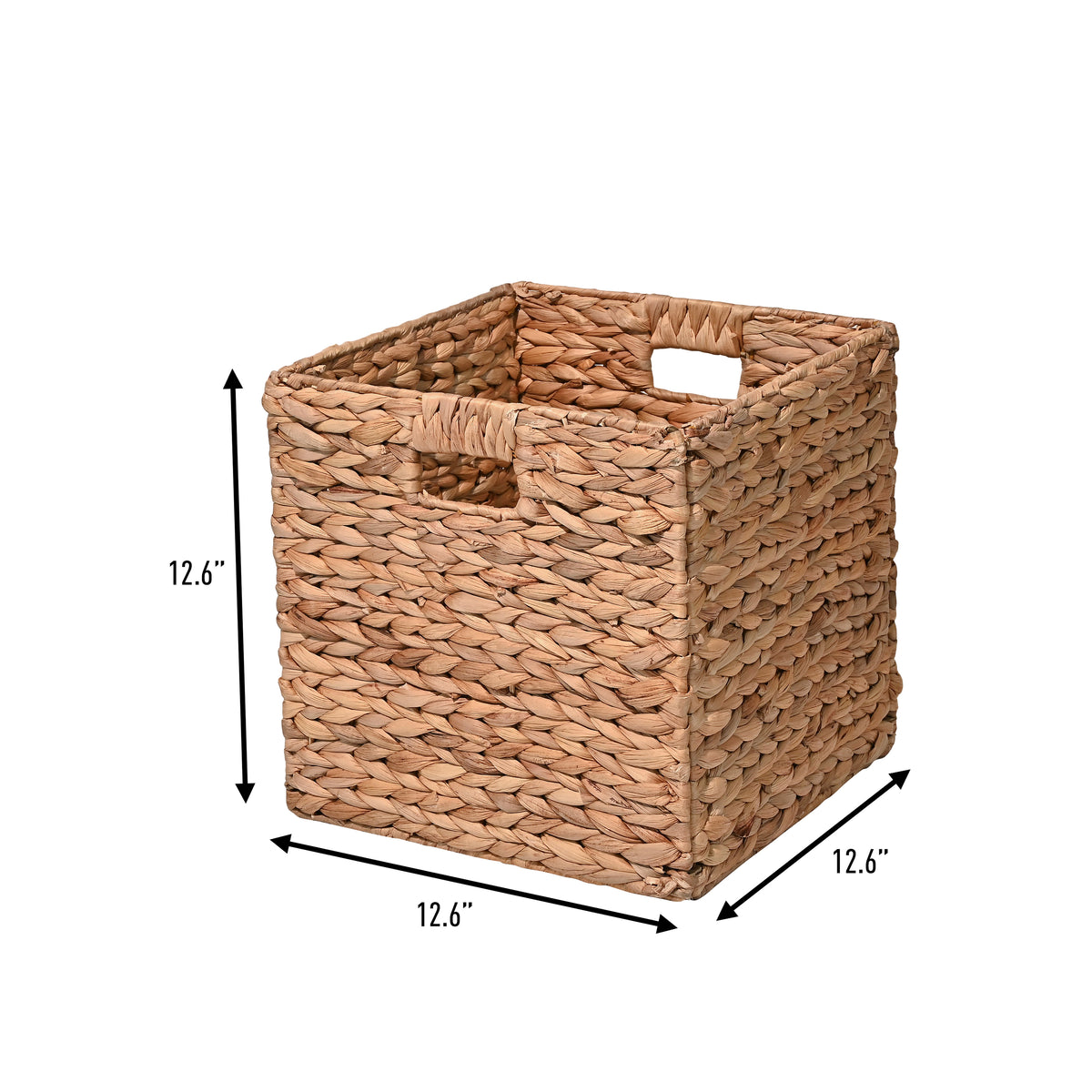 Fern Classic Farmhouse Handwoven Hyacinth Collapsible Storage Cube Baskets with Handles