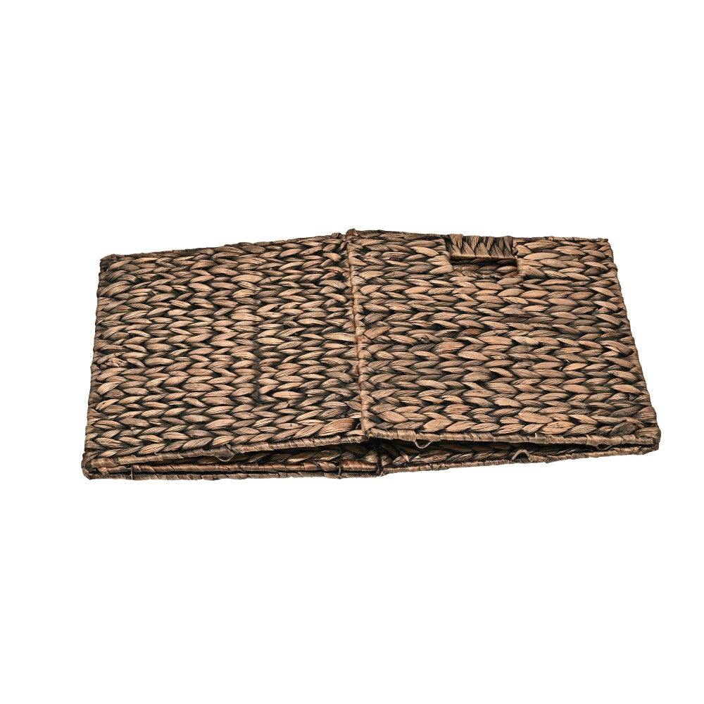 Fern Classic Farmhouse Handwoven Hyacinth Collapsible Storage Cube Baskets with Handles