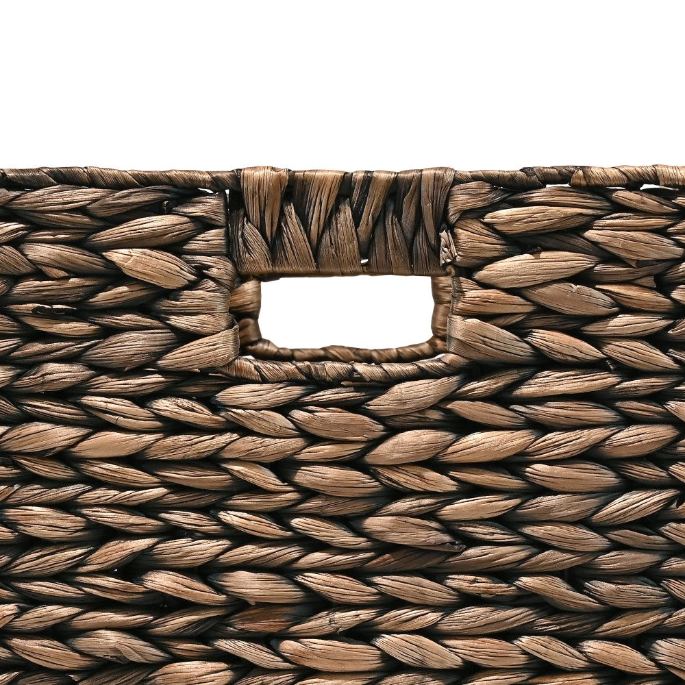 Fern Classic Farmhouse Handwoven Hyacinth Collapsible Storage Cube Baskets with Handles