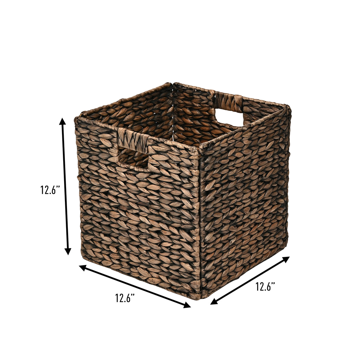Fern Classic Farmhouse Handwoven Hyacinth Collapsible Storage Cube Baskets with Handles