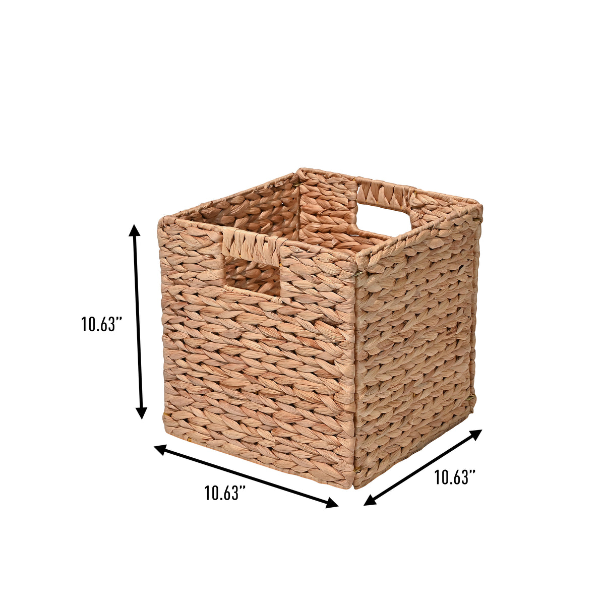 Fern Classic Farmhouse Handwoven Hyacinth Collapsible Storage Cube Baskets with Handles