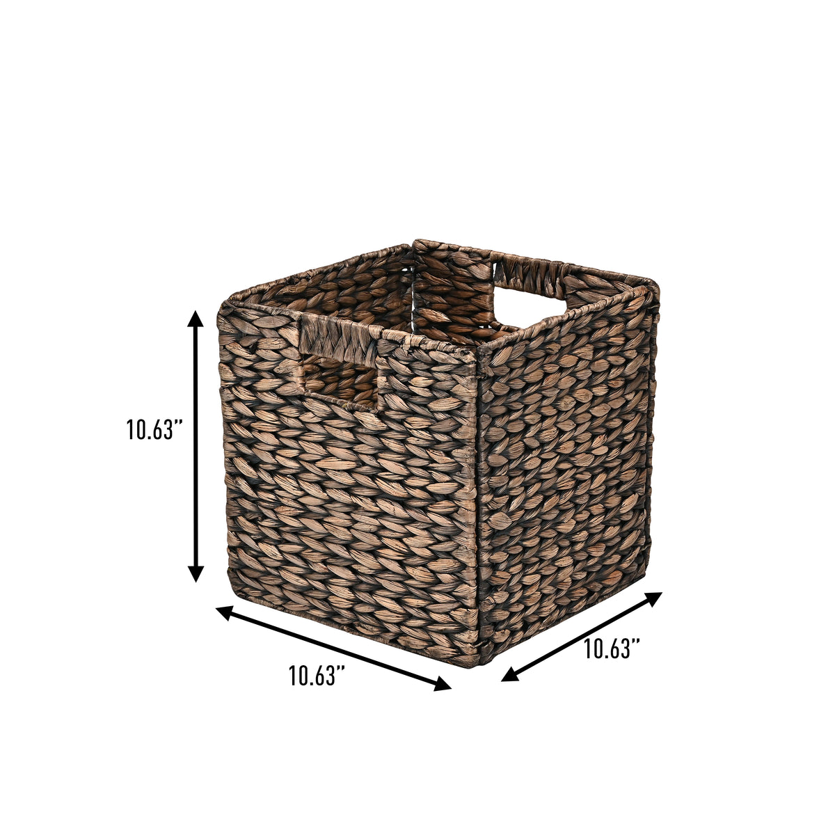 Fern Classic Farmhouse Handwoven Hyacinth Collapsible Storage Cube Baskets with Handles