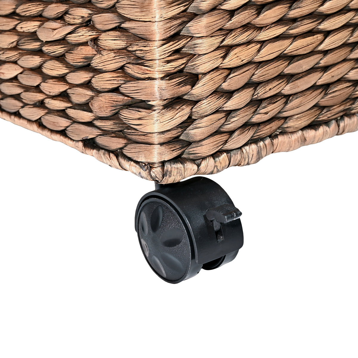 Snow 18.11" Classic Farmhouse Handwoven Hyacinth Rolling Filing Basket with Lid and 360 Degree Lockable Wheels