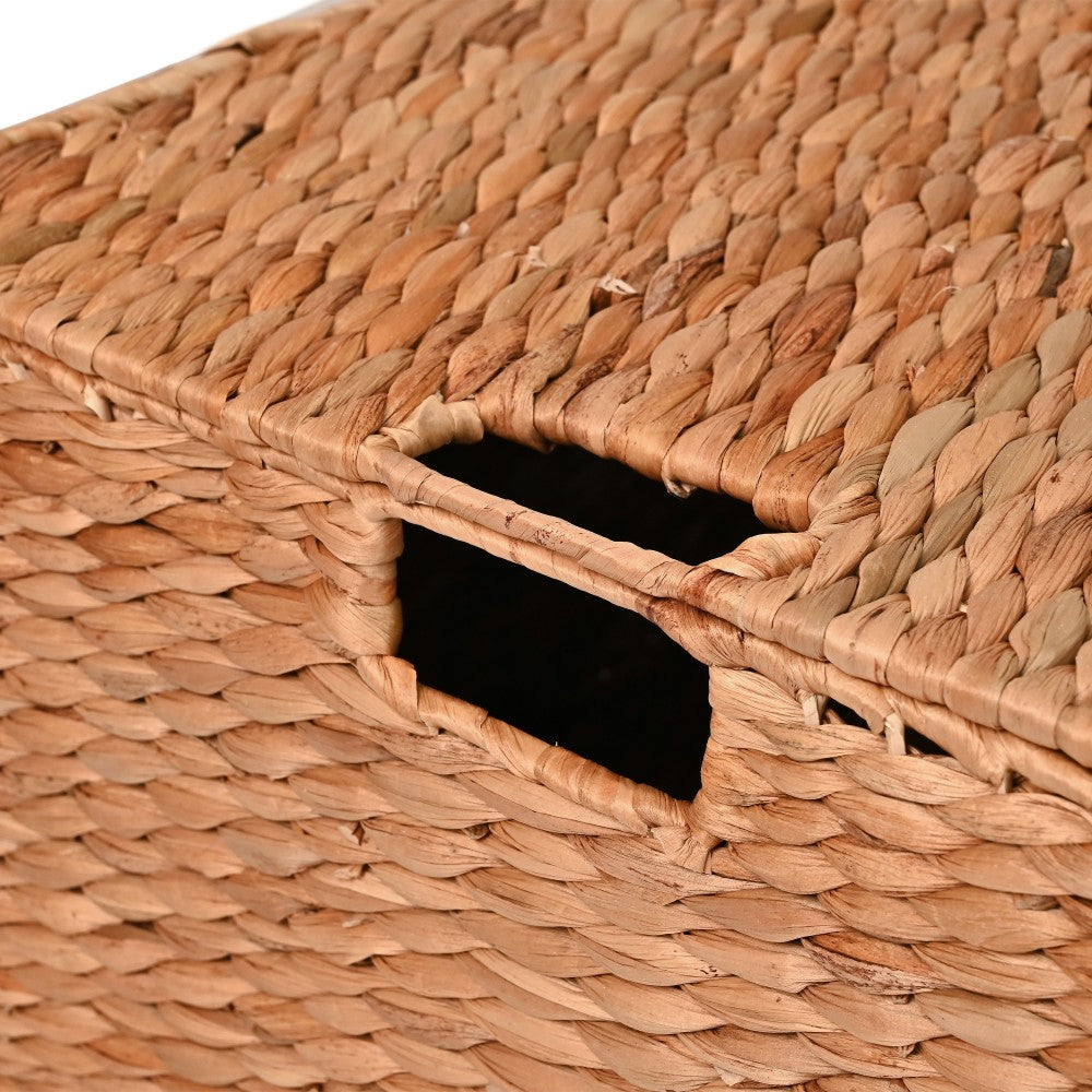 Ram Classic Farmhouse Woven Hyacinth Rectangular Storage Baskets with Lids and Handles