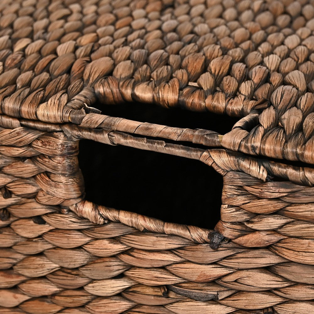 Ram Classic Farmhouse Woven Hyacinth Rectangular Storage Baskets with Lids and Handles