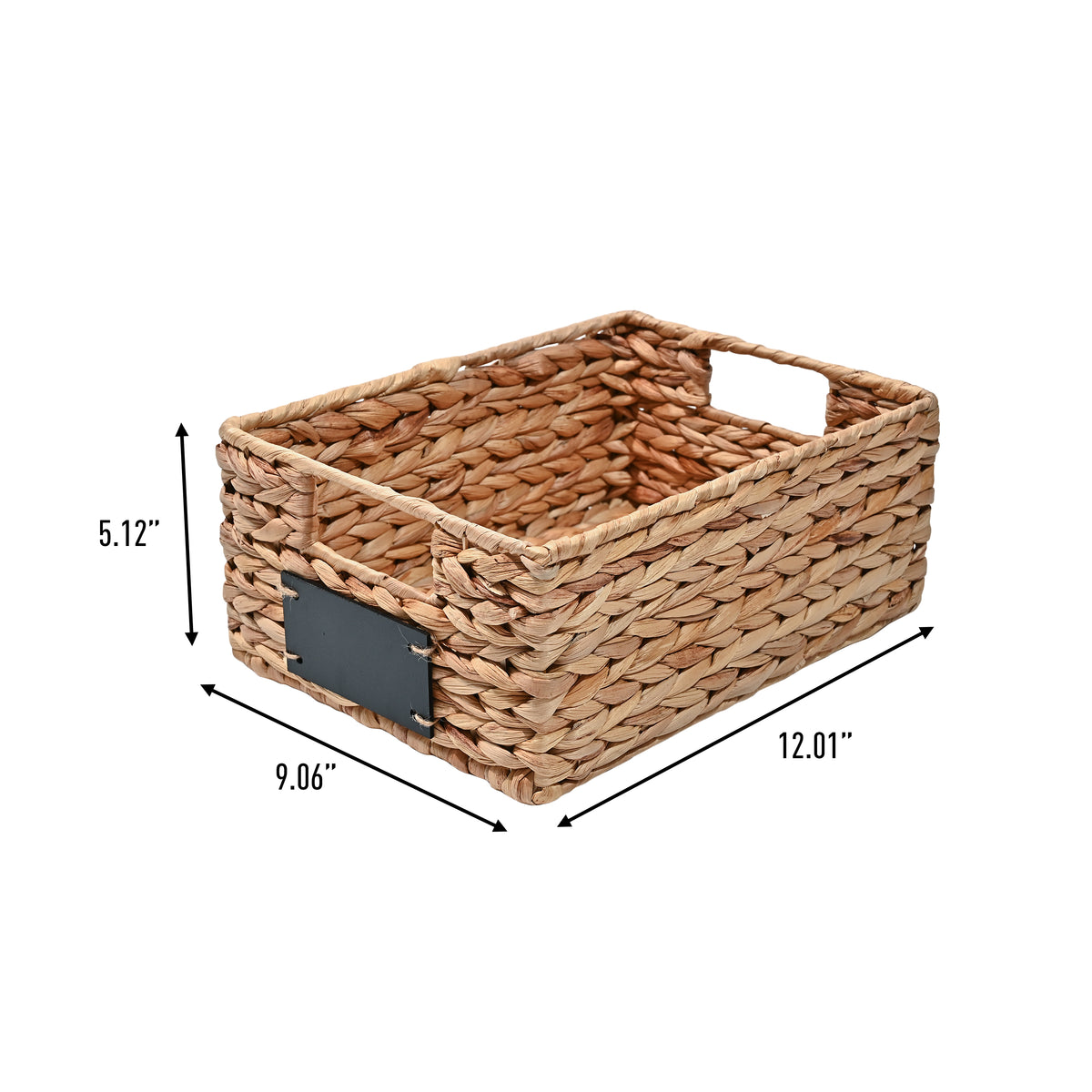 Ginger 12" Classic Farmhouse Handwoven Hyacinth Pantry Baskets with Chalkboard Labels and Handles