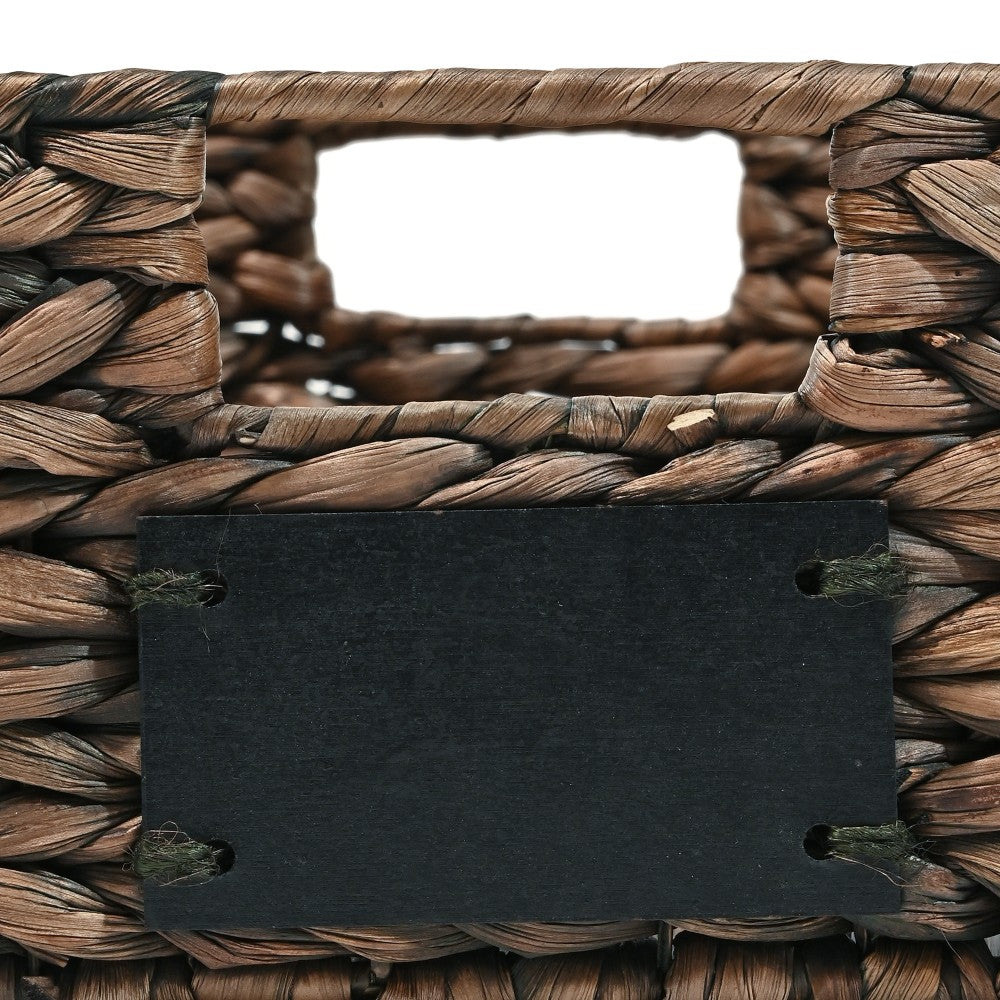 Ginger 12" Classic Farmhouse Handwoven Hyacinth Pantry Baskets with Chalkboard Labels and Handles
