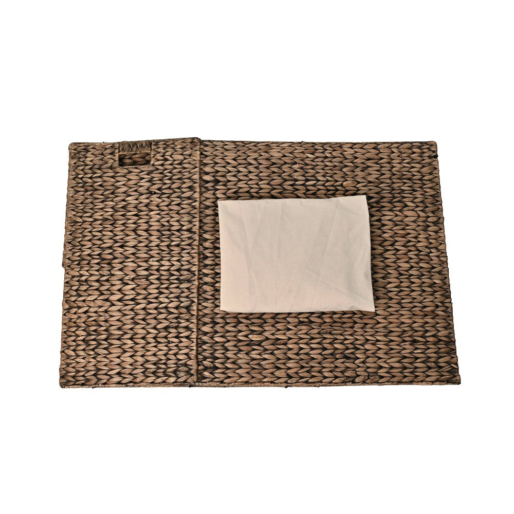 Deer 24" Classic Farmhouse Handwoven Hyacinth 2-Section Collapsible Laundry Hamper with Washable Liner