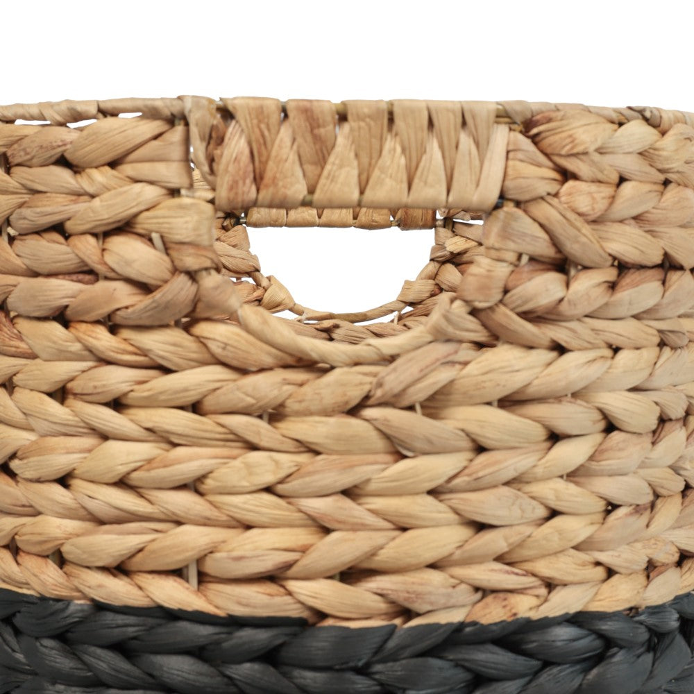 Ash Bohemian Cottage Handwoven Hyacinth Cylinder Nesting Baskets with Handles