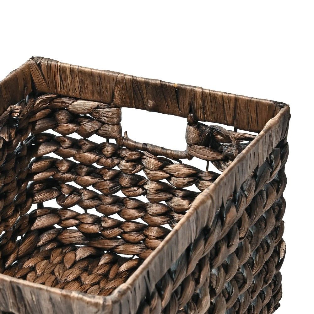 Sterling Bohemian Cottage Handwoven Hyacinth Rectangular Nesting Baskets with Handles