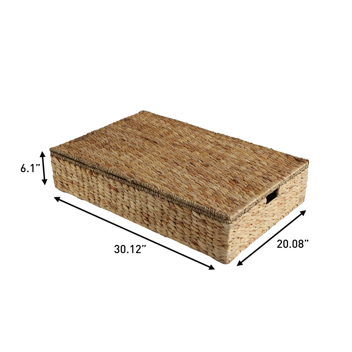 Holden 30" Classic Costal Hand-Woven Hyacinth Wicker Under Bed Storage Basket with Lid