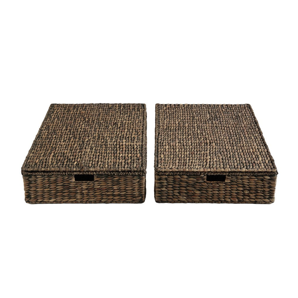 Holden 30" Classic Costal Hand-Woven Hyacinth Wicker Under Bed Storage Basket with Lid