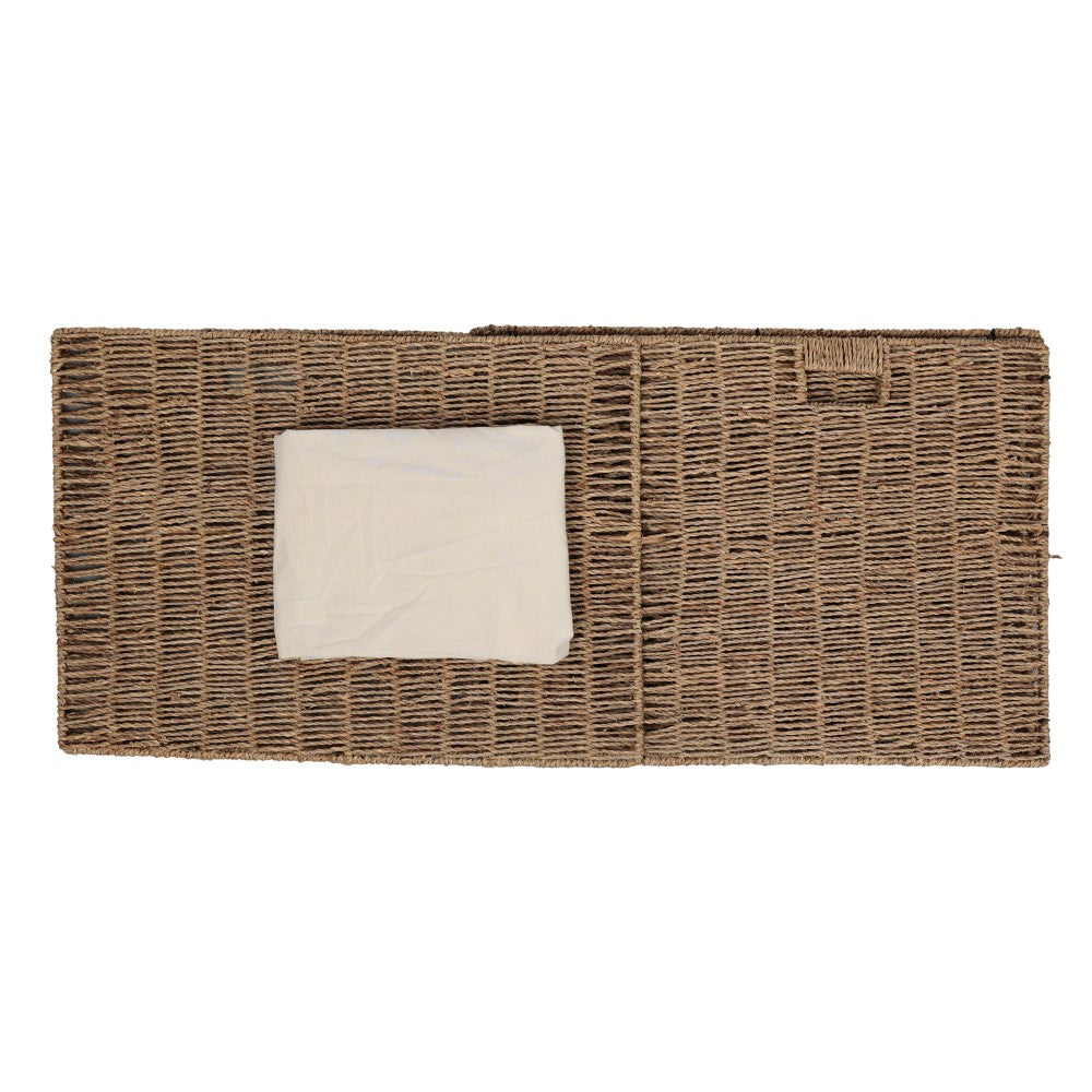 Sylven Coastal Bohemian Handwoven Seagrass Laundry Hamper 85L (22.5 Gallon) with Lid and Removable Liner