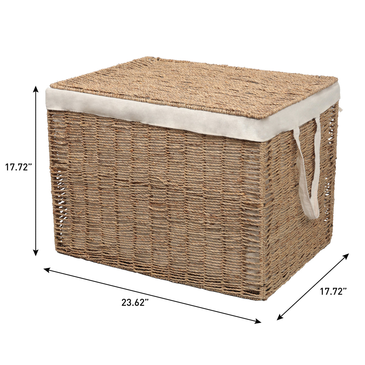 Sylven Coastal Bohemian Handwoven Seagrass Laundry Hamper 85L (22.5 Gallon) with Lid and Removable Liner