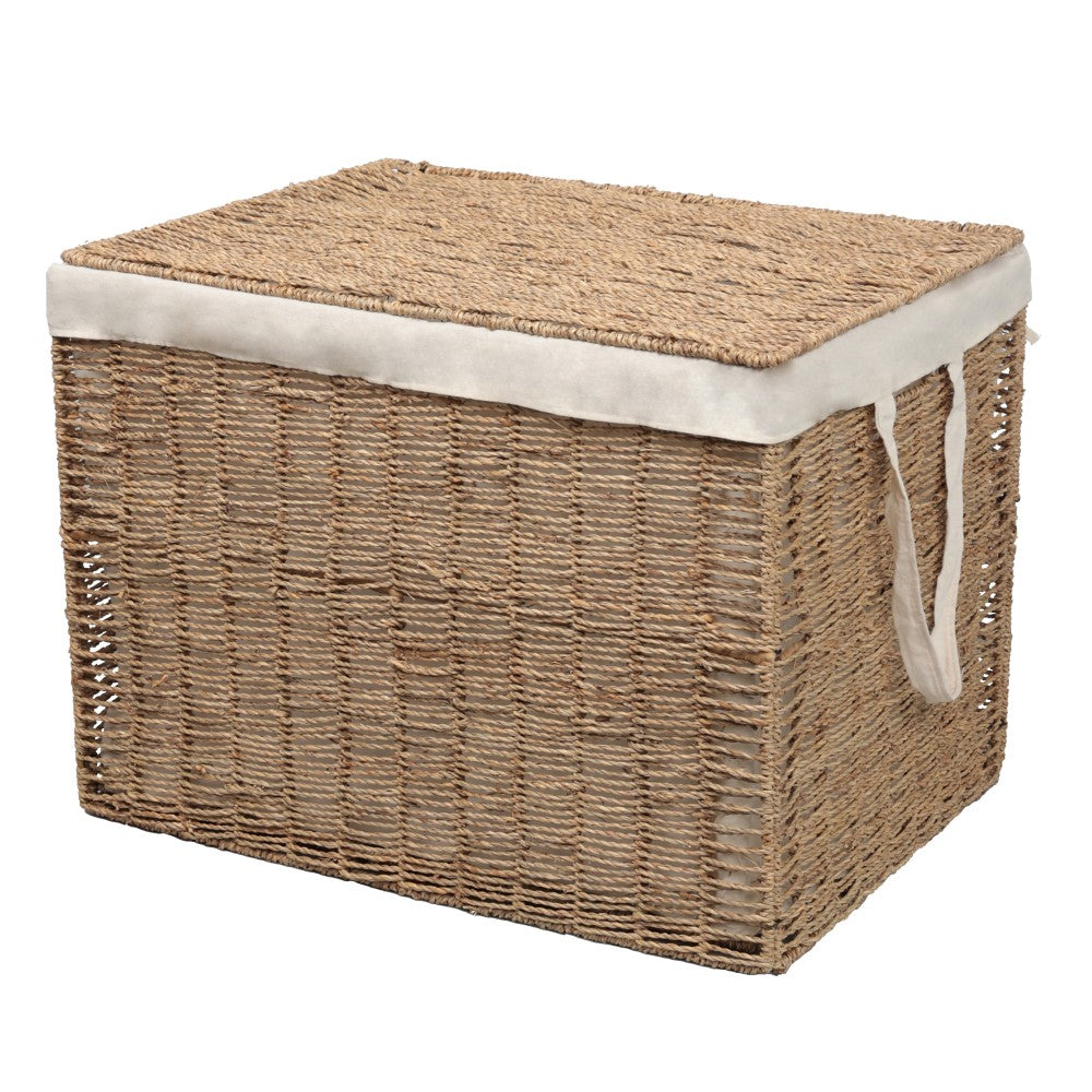 Sylven Coastal Bohemian Handwoven Seagrass Laundry Hamper 85L (22.5 Gallon) with Lid and Removable Liner