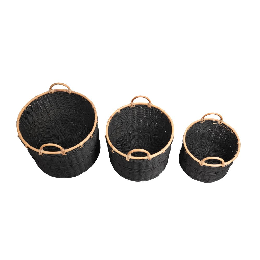 Mossinia Bohemian Cottage Handwoven Rattan Nesting Storage Baskets with Handles